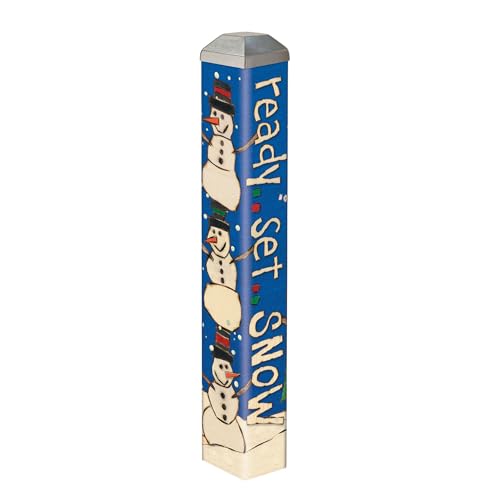Studio M Art Pole, PVC Weather Resistant Pole with Vinyl Bowl 10 inches Tall Outdoor Decoration for Gardens, Patios, Yards, Landscaping and Birding Accessories, Ready Set Snow