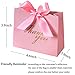 24Pack Small Thank You Party Favor Bags Treat Boxes with Rose Red Bow Ribbon, Pink Pattern Paper Gift Bags Bulk for Wedding Baby Shower Business Party Supplies