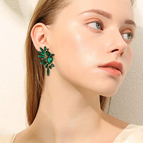 EVER FAITH Vintage Rhinestone Statement Earrings, Fashion Bling Colorful Marquise Drop Crystal Cluster Dangle Clip-on Earrings for Women3