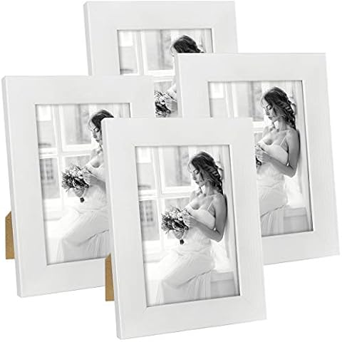 Hap Tim 4x6 Picture Frame White Wooden Photo Frames for Tabletop Display and Wall Decoration, Set of 4 (CWH-4x6-WT) Cover