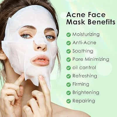 IREV Face Masks Skincare, Salicylic Acid Facial Mask, Moisturizing Sheet Mask For Acne Prone,Oily, and Sensitive Skin, Deep Cleansing Mask 10 Sheets