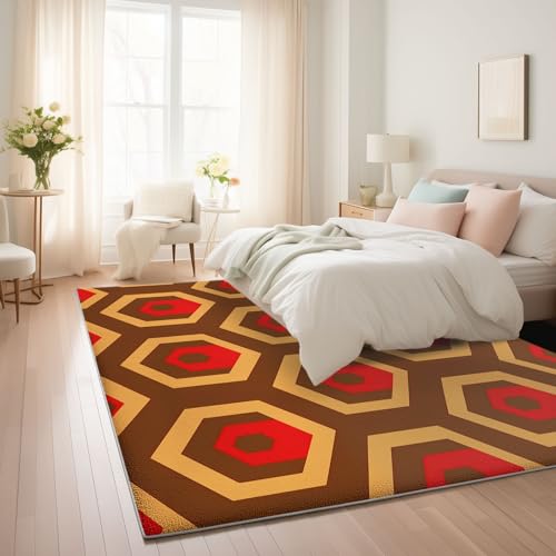 Tapis salon absorbant marron 160x230 cm vintage géométrique