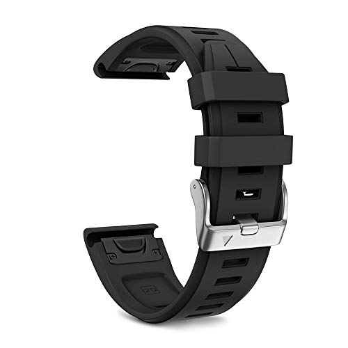 NotoCity Compatible with Fenix 5S Plus Band Silicone Sport Watch Bands for Fenix 5S/Fenix 7S/Fenix 6S/Fenix 6S Pro/D2 Delta S Smartwatch-Silver Buckle(Black)