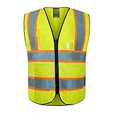 GripGlo TLS-432 Amazing High Visibility Reflective Safety Vest With 6 Multi-Functional Pockets Neon Lime Zipper Front, 2