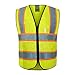 GripGlo TLS-432 Amazing High Visibility Reflective Safety Vest With 6 Multi-Functional Pockets Neon Lime Zipper Front, 2" Reflective Strips With ORANGE TRIM For MAXIMUM VISIBILITY - Meets ANSI/ISEA 107-2010 - Class 2/Level 2 - X-Large