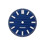 Saharuse Cadran à Motif ondulé for Mouvement NH35NH36, 28.5mm, Index Double Barre, Logo personnalisé, 3 heures/6/sans Date, 1 pièce(Dark Blue,3 o Clock no Logo)