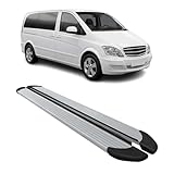 vito schweller  OMAC Seitenschweller Trittbretter Schweller kompatibel mit Mercedes Vito W639 2003-14 L1 L2 Silber Alu