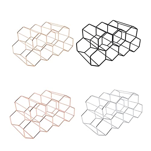 Soporte para botellas de vino moderno en rejilla hexagonal negro miniatura 3