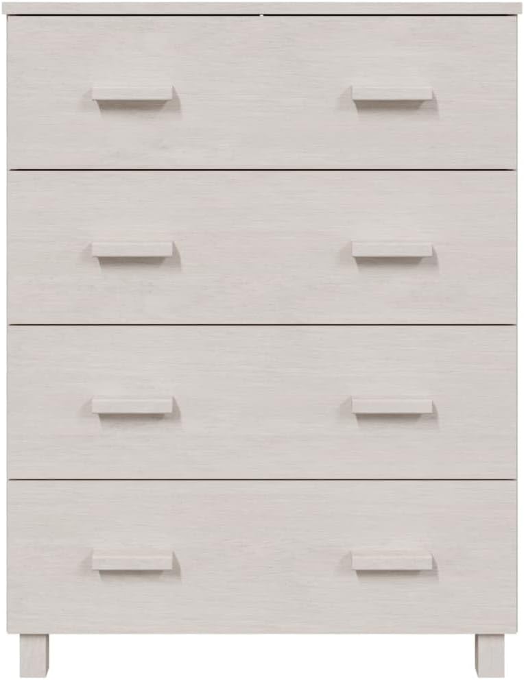 vidaXL HAMAR Sideboard - Solid Wood Pine & MDF - White, 31.1"x15.7"x40.7" - Decorative and Practical Addition to Any Decor, 4 Drawers for Ample Storage
