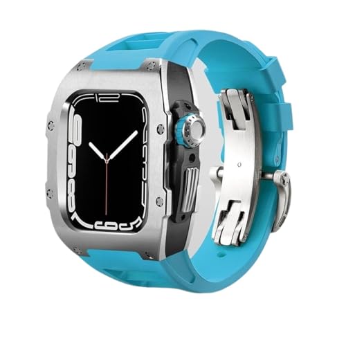 Boîtier Apple Watch 45mm en métal style RM avec bracelet en FKM