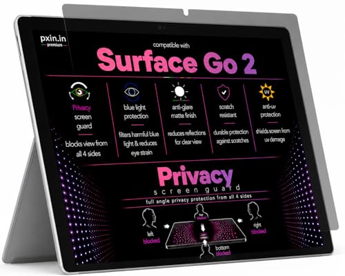 Image of Pxin 360 Pro Privacy Screen guard compatible with Surface Go 2 | Anti Glare | Anti UV | Anti Blue | Anti Reflection | Privacy Filter | Unbreakable Build