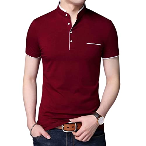 Image of Stylish and Handsome Mandarin Collar Half Sleeves T Shirt for Men Combo (Pack of 1)
