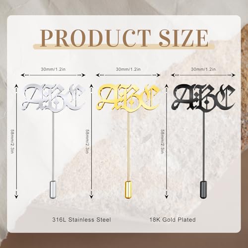 Image of Custom Lapel Pin for Women Men - Name Brooch Pin Personalized Stainless Steel for Wedding Business Party - Gold /Silver /Black Customized Jewelry Gifts