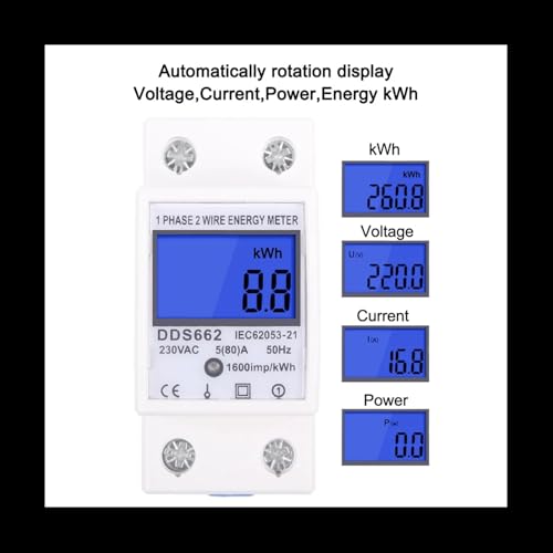 Compteur d'énergie électrique monophasé à deux fils compact avec écran LCD rétro-éclairé