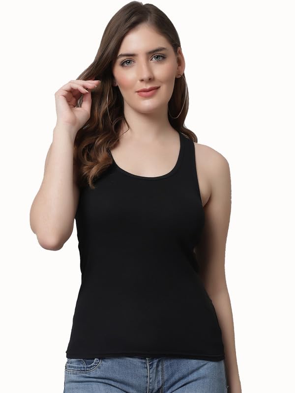 kex KEX® Premium Lock Neck Tank Top for Women's & Girl's | Soft & Breathable Fabric, White Tank Top | Sleeveless Slim Fit Casual Sports Vest | Cotton Blend Gym, Yoga & Everyday Wear-picture-18