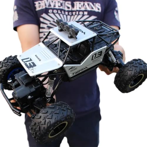 Image of 4x4 Water Spray RC Car for Kids | Monster Off-Road Remote Control Truck | LED Lights, Smoke Mist Spray, Shock-Absorption Suspension | Rechargeable Racing Car Toy for Boys (Black silver gold)