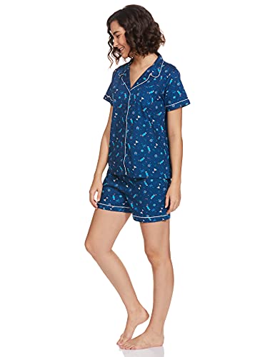 Image of Amazon Brand - Eden & Ivy Women's Cotton Regular Fit Shirt and Shorts Night Suit (Night Wear | Co-ord Set | Lounge Wear Set)