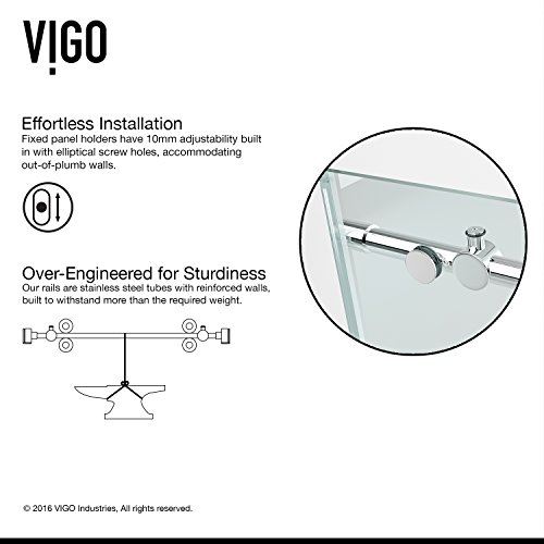 Vigo Adjustable 64 - 68 In. W X 74 In. H Elan Frameless Sliding Shower Door With 0.375 - In. Clear Glass And Chrome Hardware - Vg6041Chcl6874 #TOP6