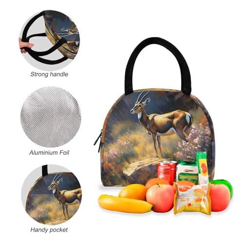 Backpack Lunch Box Set Large Capacity Travel Backpacks and Insulated Lunch Bag for Commute Hiking Picnic Gazelle Bush Print4
