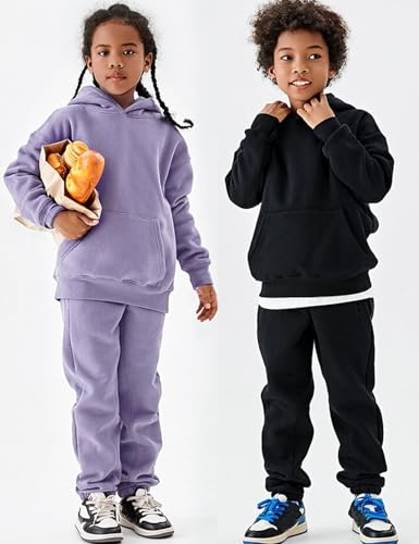 Flygo Unisex Boys Girls Fleece Lined Sherpa Hoodie Kids Warm Winter Hoodies Pullover Hooded Sweatshirt Sweater 4-13Y4