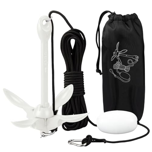 Image of MorningRo 1 Pack 1.5 /3.5 lb Marine Kayak Anchor Kit with 40ft Rope and Buoy Folding Grapnel Boat Anchor Kit Kayak Fishing Accessories for Small Boats, Canoe, SUP Paddle Boards