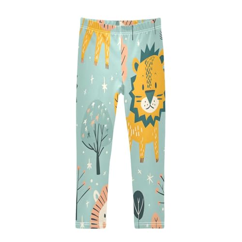 Bolaz Toddler Girls Leggings Printed Yoga Pants Leggings Yellow Pink Lion for Kids