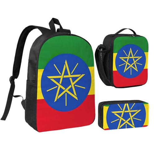 Mochila con fiambrera juego 3 en 1 de Etiopía negra de 17 pulgadas