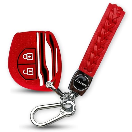 Image of KEYCEPT Tristar Key Cover for Suzuki Swift, Dzire, Ertiga, Baleno, Grand Vitara, Celerio, WagonR, Brezza, Scross, Fronx, Jimny, Ignis (2 Button Remote Key (Type 5, Red)