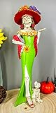 Ebros Gift Day of The Dead DOD Skeleton Lady Fiona with Green Cocktail Gown Figurine 12.5' Tall High Fashion Diva and Her Skeletal Pooch Dog Statue As Ossuary Macabre Graveyard Halloween Decor