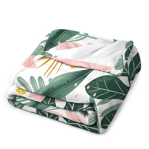 Couverture polaire ultra douce pour lit et canapé motif feuilles vertes 127 cm - 7