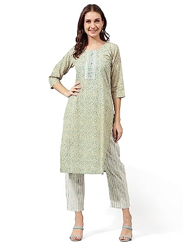 Image of MIRCHI FASHION Pure Cotton Straight Kurta Set for Women with Pant | Printed Kurta Pant Set | Ethnic Office Wear Kurta Set with Trouser