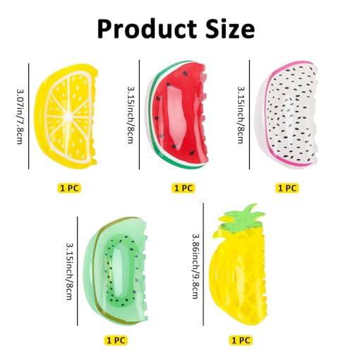 5 Pcs Fruit Hair Clips Strawberry Lemon Orange Pineapple miniatura 2