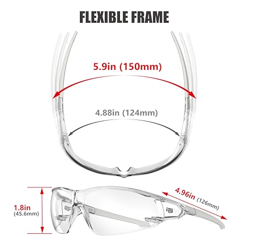 Image of HTS HUNTERSKY ANSI Z87.1 Anti-Fog Clear Safety Glasses Pickleball Youth Baseball Lab Chemistry Goggles Scratch Resistant