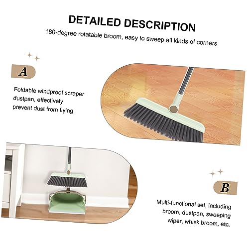 WRITWAA 1 Satz Besen Kehrschaufel Set Garage Mops schwer Haushalt für Besen und Kehrschaufel Besen mit Schaufel Kehrschaufel und Besen Hochleistungsbesen Reinigungsbesen-Set Plastik – Bild 4