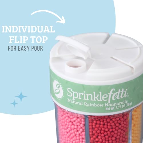 Image of Sweets Indeed Dye Free Rainbow Nonpareils 6 Cell Set - Decorative Sprinkles for Baking & Decorating Cupcakes, Cookies, Cakes & Desserts - 2.75 ounces