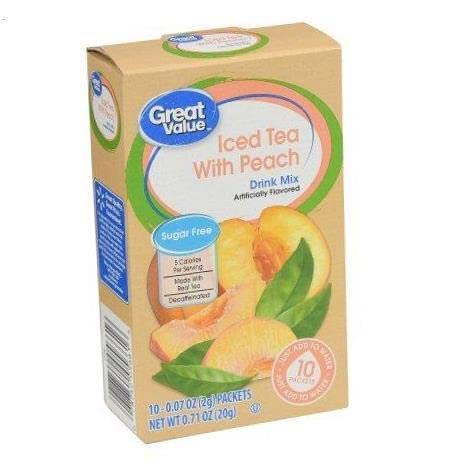 Great Value: Decaffeinated Iced Tea with Peach Drink Mix, .71 Oz (Pack of 6)
