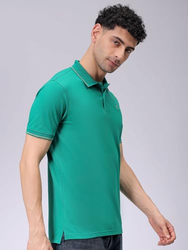 Image of The Indian Garage Co Men Slim Fit Solid Polo Neck Half Sleeves Tshirt