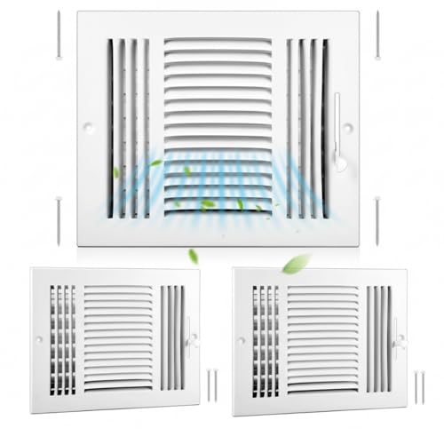 Zonon 3 Pcs 10 x 8 Inch Ceiling Register, Steel HVAC Air Vent Cover, White