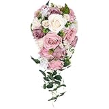 LICHENGTAI Brautstrauß Wasserfall Blumensträuße Handgemachter Romantischer Künstliche Rosenblüten Hochzeitsstrauß für Hochzeit Brautjungfer Hochzeitsdekoration Hochzeitsfeier Dekoration