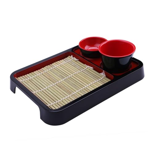 CIYODO 1 Set Cold Noodle Plate Soba Noodles Dinnerware Plates Cold Tray Fruit Serving Tray Japanese Serving Dish Japanese Plate Sushi Rice Bowl Noodles Board Cold Noodle Tray Black Abs