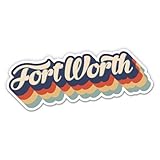 Squiddy Fort Worth Texas Layered Retro Style - Vinyl Sticker Decal for Phone, Laptop, Water Bottle (3" Wide)