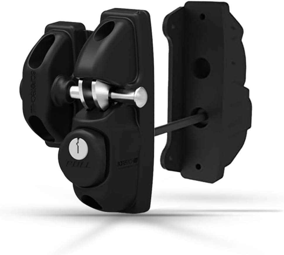 Safetech Hardware ViperX2 Gravity Gate Latch | Two-Side Entry Keyed | 2 Independent Latching Hooks Key Lockable Both Sides | Privacy Gate Gravity Latch | Vinyl, Wood, & Aluminum Gates - Black