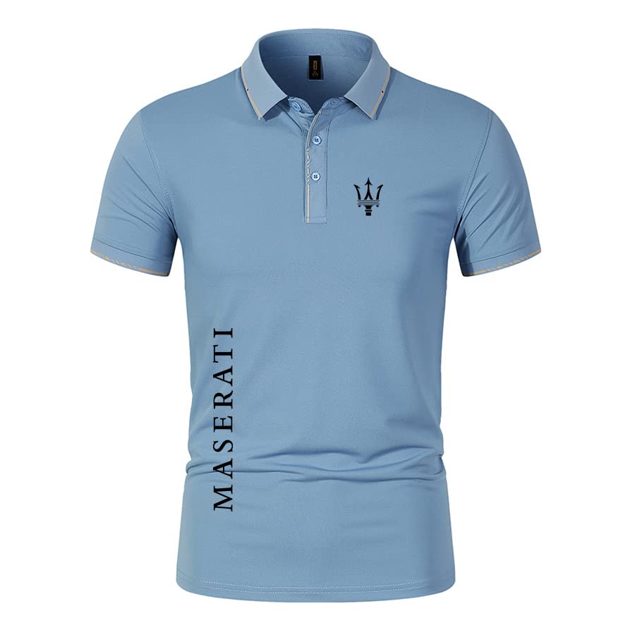 GDJZXD Hombres/Mujeres Manga Corta Polos Mas.er_ati Solapa Impresa Botón Casual Camisetas Clásico Casual Tee Color sólido Ropa deportiva