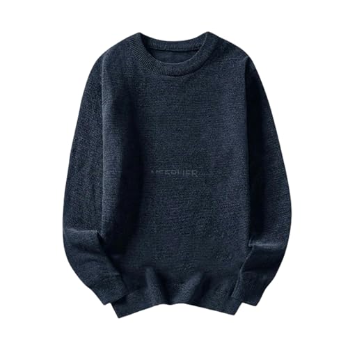 MdybF Jerseys Hombre Suéter Grande De Otoño E Invierno 8XL Pecho 140cm 6XL 7XL Suéter Masculino De Talla Grande-Azul Oscuro-XXXXXX L