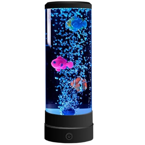 SWEETBIUTI Lampe à bulles en forme de poisson – Changement de couleur pour aquarium – Lampe d'ambiance sensorielle alimentée par USB et piles avec...