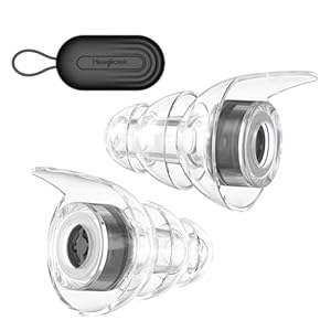 Hearprotek bouchon d’oreille-protection auditive bouchon oreille concert anti bruit-protection oreille ear plugs pour la musique Musicien,fêtes,festivals,Batteurs,avion,moto 23dB-taille M(1paire,Noir)