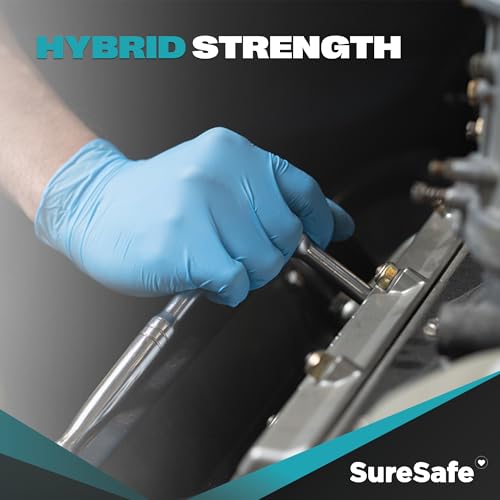 [200 Pack] SURESAFE 3 Mil Vinyl Nitrile Blend Disposable Gloves Large, Blue Gloves For Washing Dishes, For Food Prep, Drawing, Dishwashing, Hair Dye, Kitchen, Painters, Cleaning by SURESAFE - Image 3