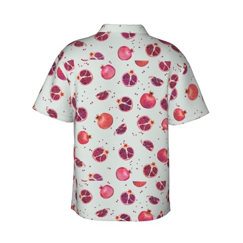 Camisas cómodas de manga corta con estampado de granada para hombre, informales, para la playa, festivales, día festivo, Negro -, 3XL