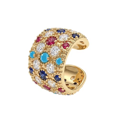 MEVECCO Ear Cuff Non Piercing 18K Gold Plated Dainty Ear Cuff Earring Stacks Cartilage Clip On Wrap Huggie multicolor Fake Piercings Open Hoops Jewelry Gifts for Women