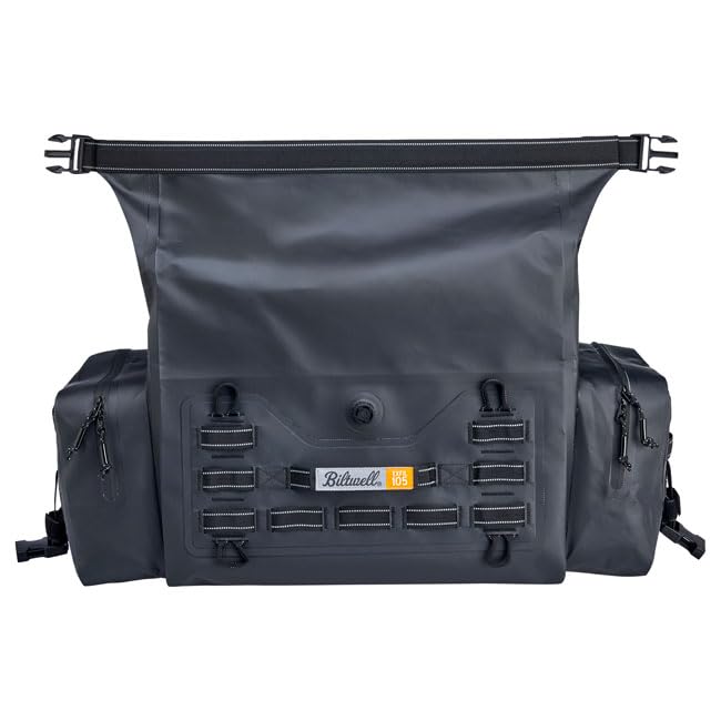 Shop Bikers (Biltwell) Exfil-105 wasserdichte Motorradtasche, schwarz, 66 x 28 x 30,5 cm, mit MOLLE-System, mehrere Befestigungspunkte